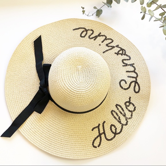 Accessories - Hello Sunshine woven sun hat tan floppy